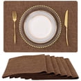 thumbnail image 1 of decorUhome Placemats Set of 6 - Cotton Linen Blend Washable Heat Resistant Dining Table Mats, Brown, 13" x 19", 1 of 7