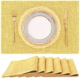 thumbnail image 1 of decorUhome Placemats Set of 6 - Cotton Linen Blend Washable Heat Resistant Dining Table Mats, Mustard Yellow, 13" x 19", 1 of 8
