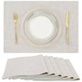 thumbnail image 1 of decorUhome Placemats Set of 6 - Cotton Linen Blend Washable Heat Resistant Dining Table Mats, Neutral Beige, 13" x 19", 1 of 8