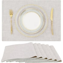 decorUhome Placemats Set of 6 - Cotton Linen Blend Washable Heat Resistant Dining Table Mats, Neutral Beige, 13" x 19"