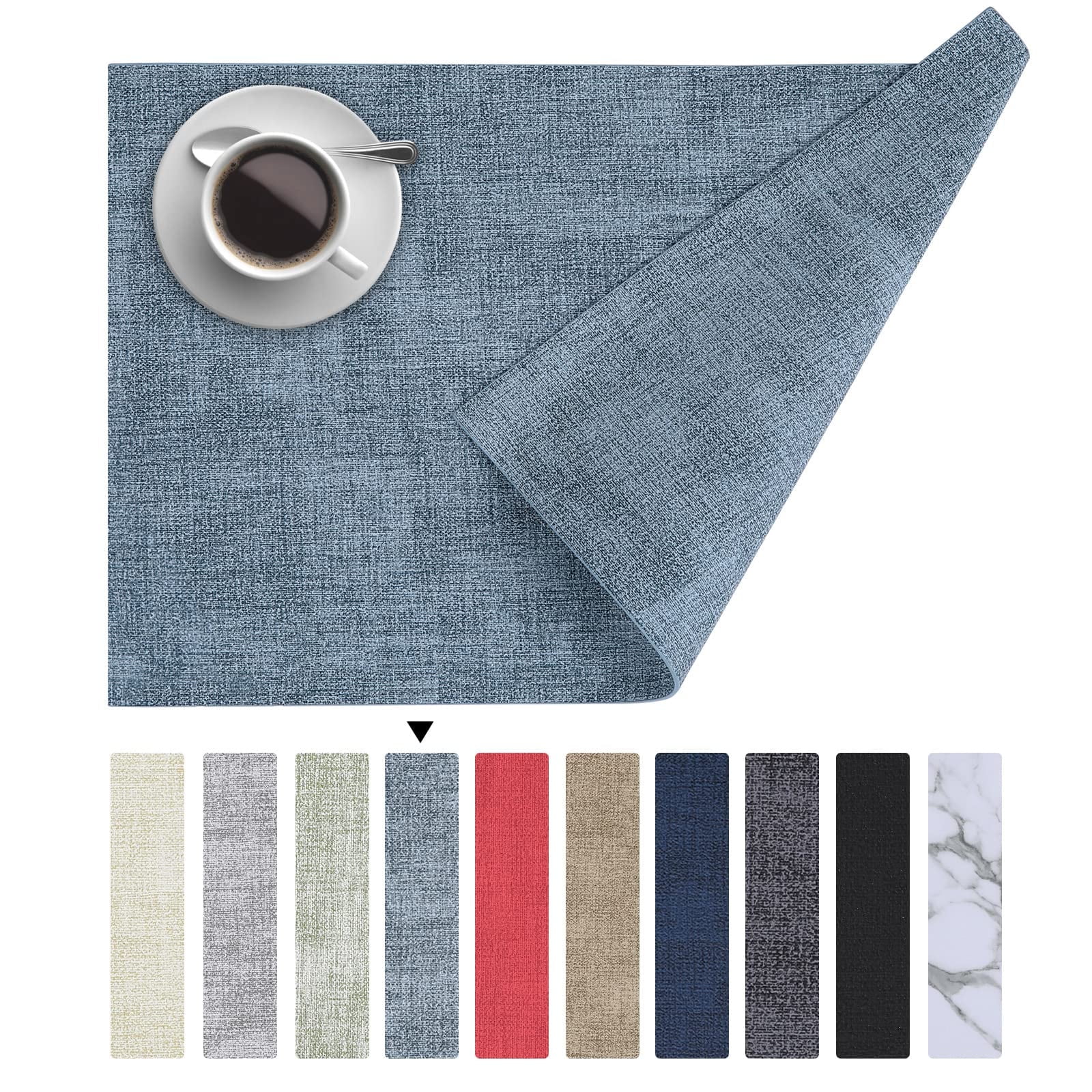 decorUhome Placemats Set of 6, Heat Resistant PU Faux Leather Table Mats, 11.8" x 17", Blue - Walmart.com