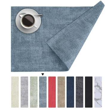 decorUhome Placemats Set of 6, Heat Resistant PU Faux Leather Table Mats, 11.8" x 17", Blue