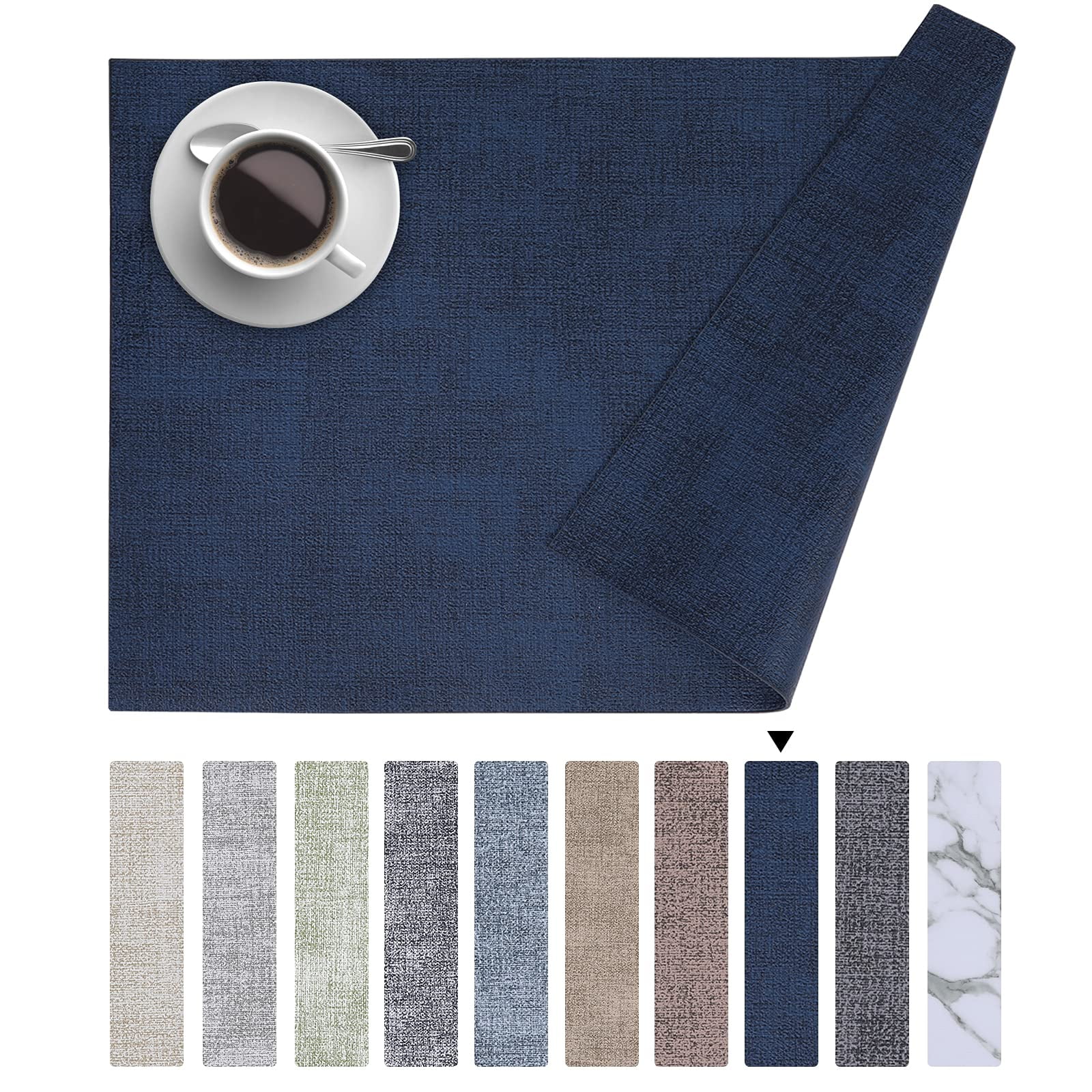 "decorUhome Waterproof Placemats Set of 6, Easy Clean PU Faux Leather