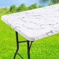 thumbnail image 1 of decorUhome Rectangle Spandex Fitted Tablecloth 6 FT Tables, Washable Picnic Table Cover with Elastic, Washable Reusable Table Cloth for Dining (Marble, 30"x72"), 1 of 8