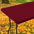 thumbnail image 1 of decorUhome Rectangle Stretch Spandex Tablecloth, Washable Reusable Table Cover for 8 FT Tables, Waterproof Fitted Table Cloth for Party, Picnic (Wine Red, 30"x96"), 1 of 9