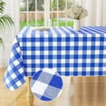 thumbnail image 1 of decorUhome Rectangle Tablecloth, Waterproof Vinyl Flannel Backed Table Cloth, Buffalo Wipeable Plastic Table Cover for Kitchen and Outdoor, Blue and White, 60" x 120", 1 of 9