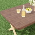 thumbnail image 1 of decorUhome Rectangle Waterproof Fitted Tablecloth for 30"x 48" Tables, Elastic Plastic Flannel Backed Table Cover for Dinner, Outdoor, Picnic, Oak, 1 of 8