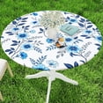 thumbnail image 1 of decorUhome Round Spandex Fitted Tablecloth for 36"-44" Tables, Washable Picnic Table Cover with Elastic, Washable Reusable Table Cloth for Dining, Blue Flower, 1 of 8