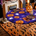 thumbnail image 1 of decorUhome Round Halloween Fitted Tablecloth for 36"-44" Tables, Washable Picnic Table Cover with Elastic, Washable Reusable Table Cloth for Party, Dining, Ghost Pumpkin, 1 of 6