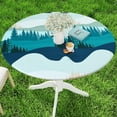 thumbnail image 1 of decorUhome Round Spandex Fitted Tablecloth for 57"-68" Tables, Washable Picnic Table Cover with Elastic, Washable Reusable Table Cloth for Dining, Forest, 1 of 8