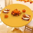 thumbnail image 1 of decorUhome Round Stretch Spandex Tablecloth, Washable Reusable Table Cover for 57"-68" Tables, Waterproof Fitted Table Cloth for Party, Picnic, Mustard Yellow, 1 of 9