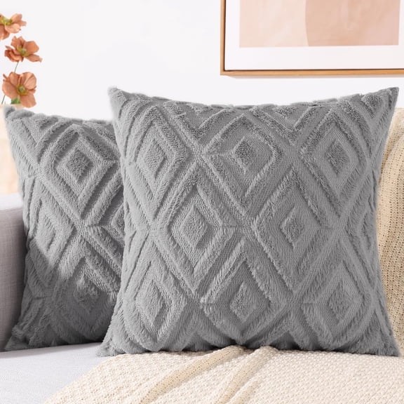 decorUhome Set of 2 Decorative Throw Pillow Covers 18X18, Soft Pillow Covers for Couch, Grey