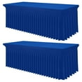thumbnail image 1 of decorUhome Spandex Tablecloth 2 Pack, Fitted Stretch Table Cloth for 6FT Rectangle Tables, Waterproof Washable Table Cover for Event, Wedding, Banquet & Parties (Blue, 72Lx30Wx30H Inch), 1 of 8