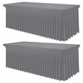 thumbnail image 1 of decorUhome Spandex Tablecloth 2 Pack, Fitted Stretch Table Cloth for 6FT Rectangle Tables, Waterproof Washable Table Cover for Event, Wedding, Banquet & Parties (Grey, 72Lx30Wx30H Inch), 1 of 8