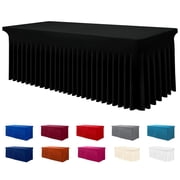 decorUhome Spandex Tablecloth, Fitted Stretch Table Cloth for 6FT Rectangle Tables, Waterproof Washable Table Cover for Event, Wedding, Banquet & Parties (Black, 72Lx30Wx30H Inch)