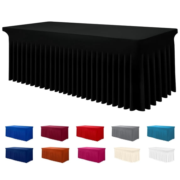 decorUhome Spandex Tablecloth, Fitted Stretch Table Cloth for 6FT Rectangle Tables, Waterproof Washable Table Cover for Event, Wedding, Banquet & Parties (Black, 72Lx30Wx30H Inch)