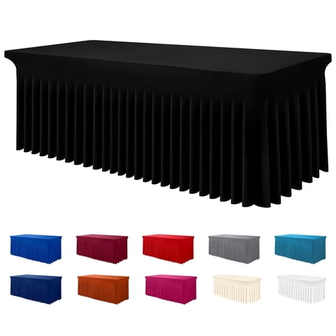 decorUhome Spandex Tablecloth, Fitted Stretch Table Cloth for 6FT Rectangle Tables, Waterproof Washable Table Cover for Event, Wedding, Banquet & Parties (Black, 72Lx30Wx30H Inch)