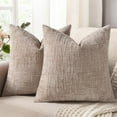 thumbnail image 1 of decorUhome Throw Pillow Covers 18x18 Set of 2, Farmhouse Decorative Chenille Pillow Covers for Couch, Khaki(Pillow Cover Only, No Inserts Included), 1 of 10