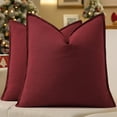 thumbnail image 1 of decorUhome Throw Pillow Covers 20x20 inch, Decorative Linen Pillow Covers for Couch, Farmhouse Set of 2 Pillow cases for Sofa, Wine Red, 1 of 9