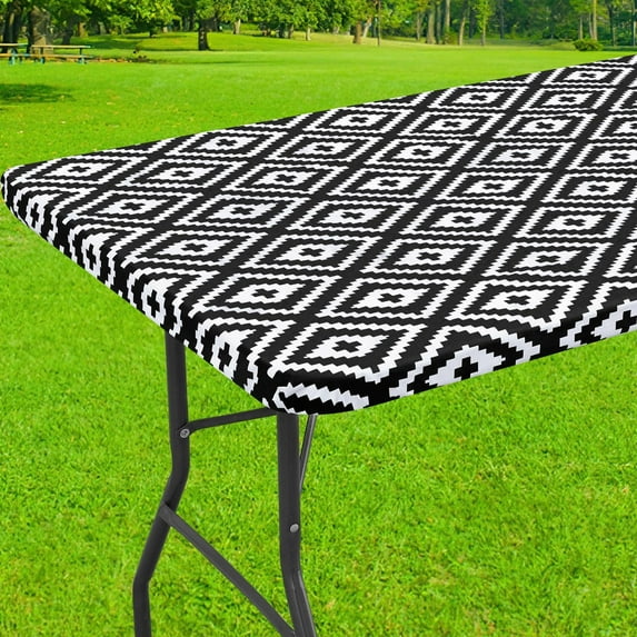 decorUhome Vinyl Tablecloth for Rectangular Tables, Waterproof Fitted Table Cloth, Elastic Plastic Table Cover for Dining and Outdoor(30"x72", Black)