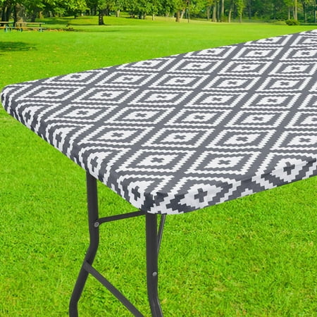 decorUhome Vinyl Tablecloth for Rectangular Tables, Waterproof Fitted Table Cloth, Elastic Plastic Table Cover for Dining and Outdoor(30"x72", Grey)