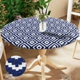 thumbnail image 1 of decorUhome Vinyl Tablecloth for Round Tables, Waterproof Fitted Table Cloth, Elastic Plastic Table Cover for Dining and Outdoor(48R, Navy), 1 of 8
