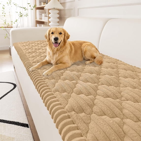 decorUhome Washable Pet Friendly Sofa Cover, Non-Slip Anti-Scratch Furniture Protector, Decorative Slipcover for Home (Camel, 27.6" x 59")