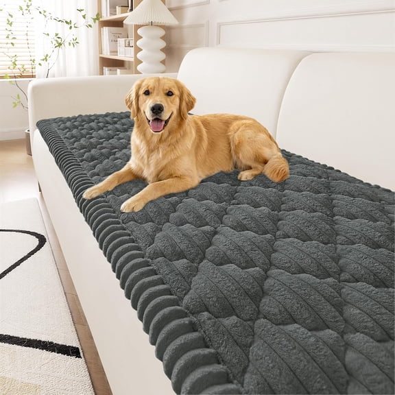 decorUhome Washable Pet Friendly Sofa Cover, Non-Slip Anti-Scratch Furniture Protector, Decorative Slipcover for Home (Dark Grey, 27.6" x 70.9")