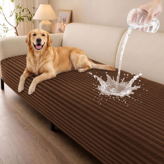 decorUhome Waterproof Couch Cover for Dogs, Washable Non-Slip Sofa Cover for 3 Cushion Sofa (Brown, 36"x63")