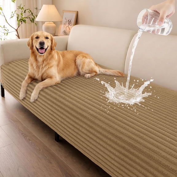 decorUhome Waterproof Couch Cover for Dogs, Washable Non-Slip Sofa Cover for 3 Cushion Sofa (Camel, 36"x71")