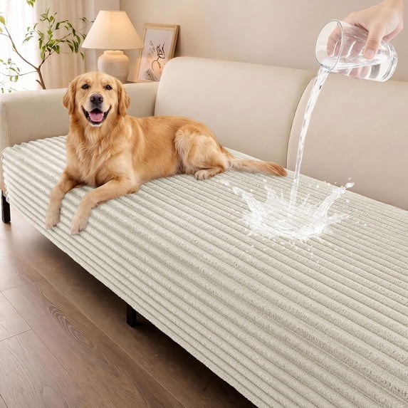 decorUhome Waterproof Couch Cover for Dogs, Washable Non-Slip Sofa Cover for 3 Cushion Sofa (White, 36"x71")