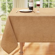decorUhome Waterproof Rectangle Linen Tablecloth, Wipeable Burlap Table Cloth, Wrinkle and Stain Resistant Washable Table Cover for Kitchen, Dining, Parties, 52x70, Amber Bronze