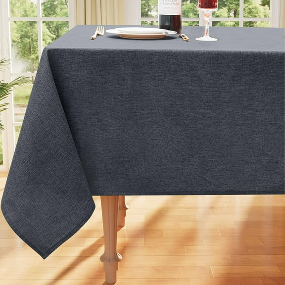 decorUhome Waterproof Rectangle Linen Tablecloth, Wipeable Burlap Table Cloth, Wrinkle and Stain Resistant Washable Table Cover for Kitchen, Dining, Parties, 52x70, Grey