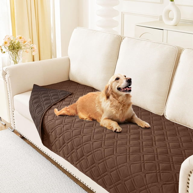 decorUhome Waterproof Sofa Cover for Dogs, Reversible Couch Covers Washable for Furniture (30x70 Inch, Chocolate/Brown)