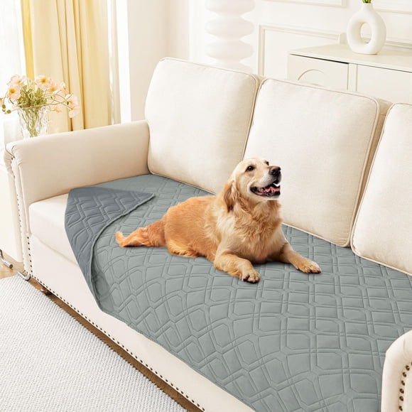 decorUhome Waterproof Sofa Cover for Dogs, Reversible Couch Covers Washable for Furniture (30x70 Inch, Grey/Dark Grey)