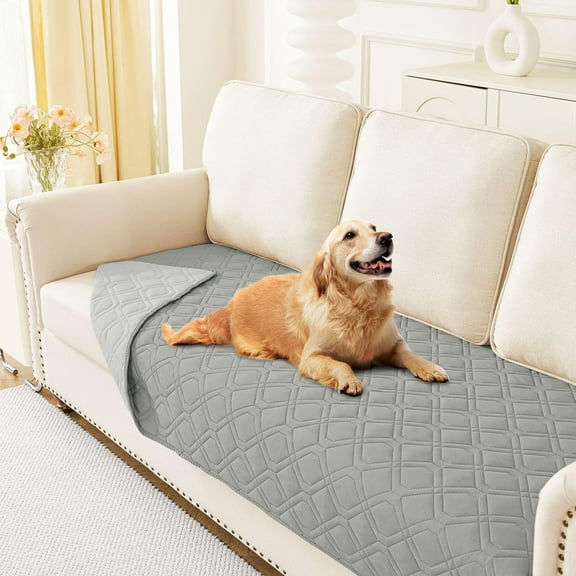 decorUhome Waterproof Sofa Cover for Dogs, Reversible Couch Covers Washable for Furniture (30x70 Inch, Grey/Light Grey)
