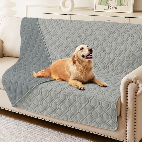 decorUhome Waterproof Sofa Cover for Dogs, Reversible Couch Covers Washable for Furniture (52x82 Inch, Grey/Dark Grey)