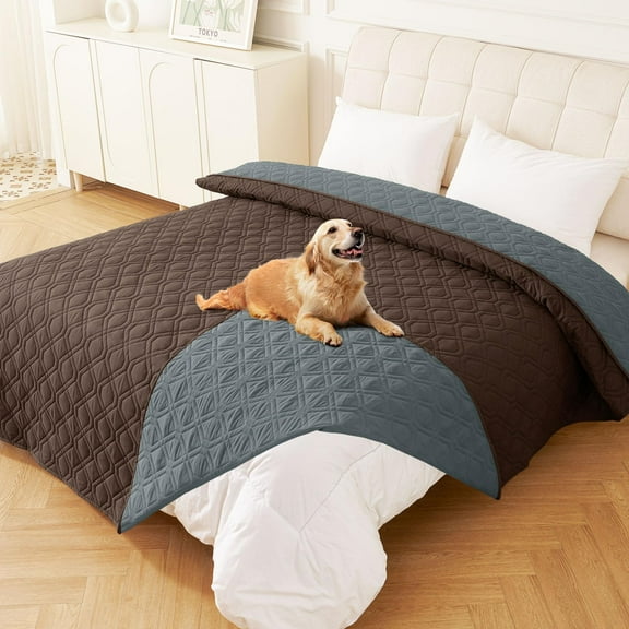 decorUhome Waterproof Sofa Cover for Dogs, Reversible Couch Covers Washable for Furniture (82x102 Inch, Chocolate/Dark Grey)