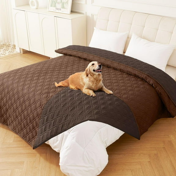 decorUhome Waterproof Sofa Cover for Dogs, Reversible Couch Covers Washable for Furniture (82x82 Inch, Chocolate/Brown)
