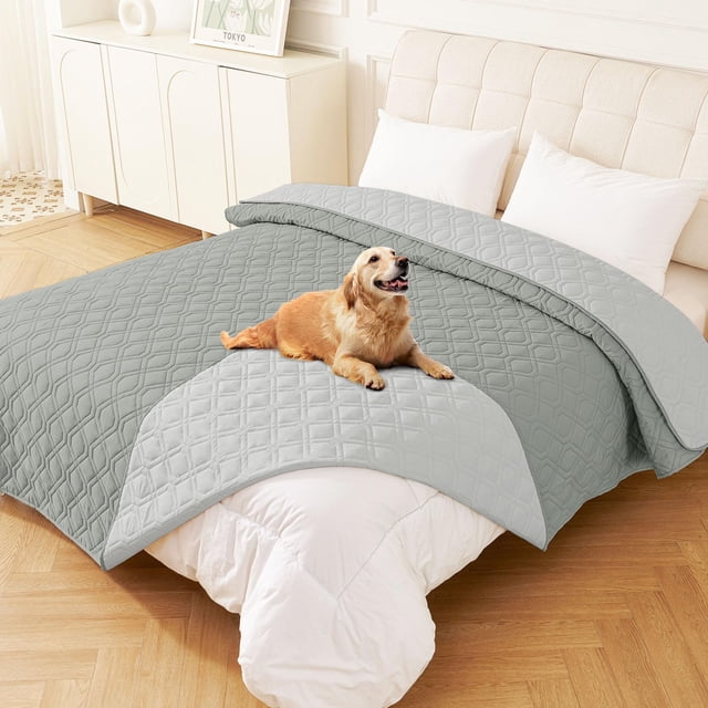 decorUhome Waterproof Sofa Cover for Dogs, Reversible Couch Covers Washable for Furniture (82x82 Inch, Grey/Light Grey)