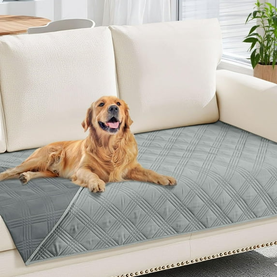 decorUhome Waterproof Sofa Cover for pets, Reversible Couch Cover for dogs, Machine Washable Slipcover Furniture Protector for Kids, 30x70 Inch, Gray & Dark Gray