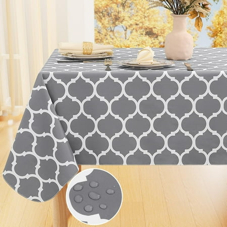 decorUhome Waterproof Vinyl Tablecloth with Flannel Backing for Rectangle Tables-60x84 inch,Wipeable Stain Resistant Table Cover,Moroccan,Gray,Indoor and Outdoor price history and forecast - decorUhome