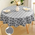 thumbnail image 1 of decorUhome Waterproof Vinyl Tablecloth with Flannel Backing for Round Tables-60 inch,Wipeable Stain Resistant Table Cover,Moroccan,Gray,Indoor and Outdoor, 1 of 11