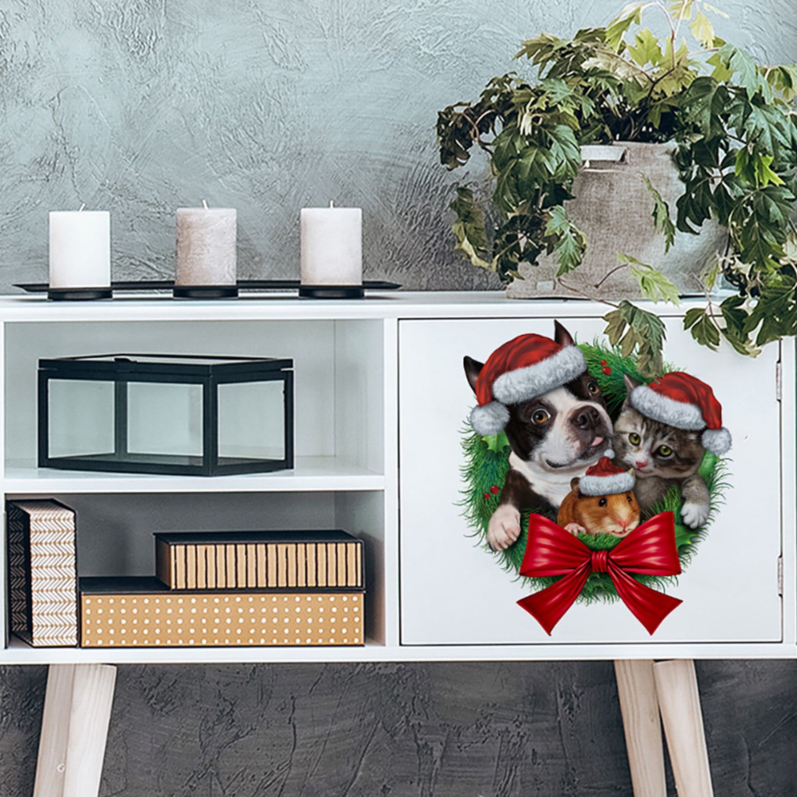 decoration flower wall stickersLabor Day Christmas Wall Sticker Pet Cat