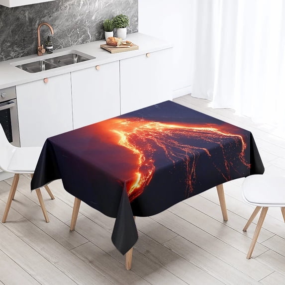 decoration table restaurant home rectangular waterproof camping tablecloth printed magma eruption