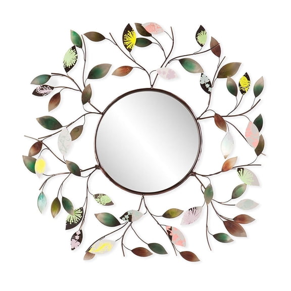 Southern Enterprises Decorative Metallic Leaf Wall Mirror-Material:Metal,Size:32.5"W x 2"L x 32.5"H