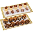thumbnail image 1 of decorative Plastic Serving Tray & Platter Set (2pk) - White & Gold Disposable Party Trays, 1 of 5