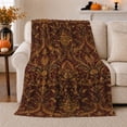 thumbnail image 1 of decorative motif Autumn Damask Floral Living Room autumn celebration, Warm Flannel Blanket for Sunroom and Reading Nook, Festive Botanical Garden Scene, Garden Lovers Thanksgiving Gift, 1 of 7