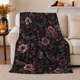 thumbnail image 1 of Botanical Bat and Moth Garden Scene, Warm Flannel Blanket for Sunroom and Reading Nook, Garden Lovers Housewarming Gift, Botanical Home Decor, 1 of 9
