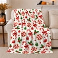 thumbnail image 1 of decorative motif Cane Peppermint Christmas Living Room Festive, Festive Holiday Scene, Warm Flannel Blanket for Living Room and Reading Nook, Art Lovers Christmas Gift, Festive Home Decor, 1 of 9